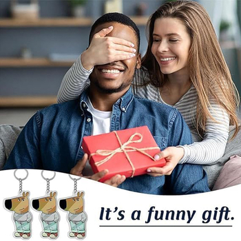 Akriliniai raktų pakabukai su memu `Just a Chill Guy`, šiuolaikinio meno dizainas, pusiau rankinis ir pusiau mechaninis gaminimas