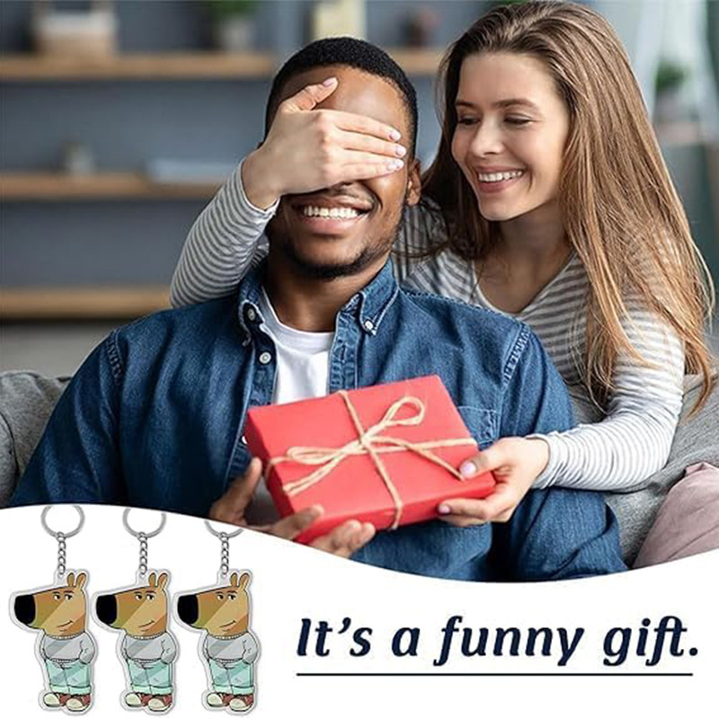 Akriliniai raktų pakabukai su memu `Just a Chill Guy`, šiuolaikinio meno dizainas, pusiau rankinis ir pusiau mechaninis gaminimas