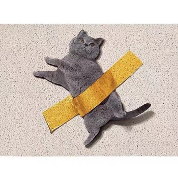 Įėjimo kilimėlis su katės letenos atspaudu, PVC, kvadratinis, animacinio stiliaus, individualus apdorojimas