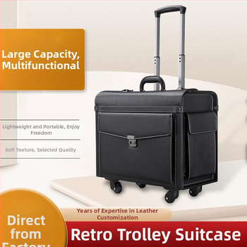 Ретро куфар за бизнес пътуване с цип за отваряне, плат Oxford, разширителен слой и универсални колела, модел 589000