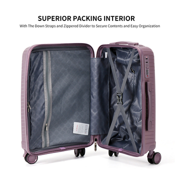 Βαλίτσα από PP, 2,6 kg, άνοιγμα με φερμουάρ, περιστρεφόμενοι τροχοί, αδιάβροχη και ανθεκτική στη φθορά, αντικλοπή