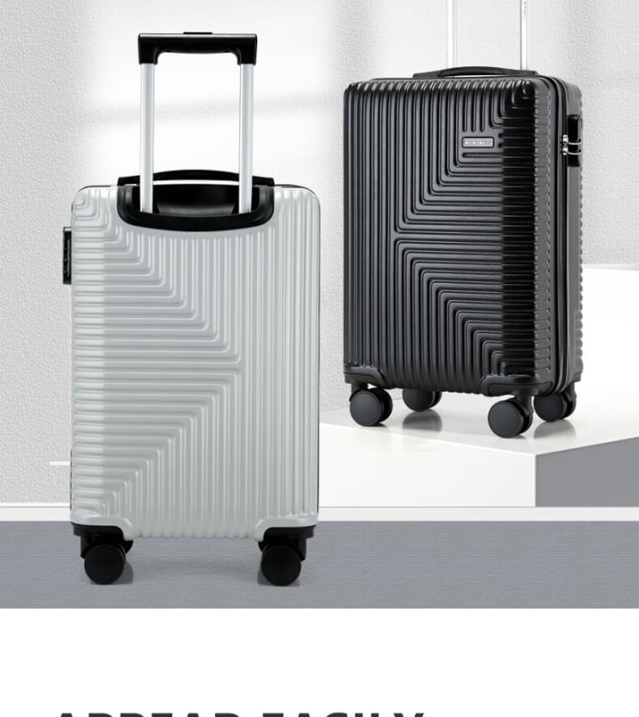 EKX-6011 koferis ar riteņiem — ABS+PC materiāls, mūsdienīgs minimālistisks dizains, piemērots studentiem un biznesceļojumiem, ideāla kā biznesa dāvana