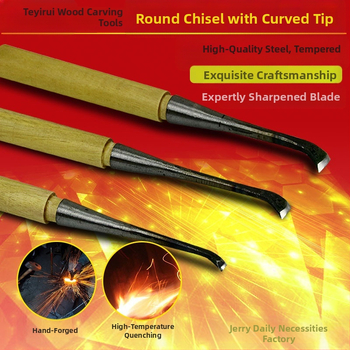 Medienos drožybos peilis – rankinis įrankis drožybai, šaukštinio pavidalo duobėms, šaknų drožimas, apvalus ašmenys