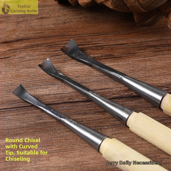 Medienos drožybos peilis – rankinis įrankis drožybai, šaukštinio pavidalo duobėms, šaknų drožimas, apvalus ašmenys