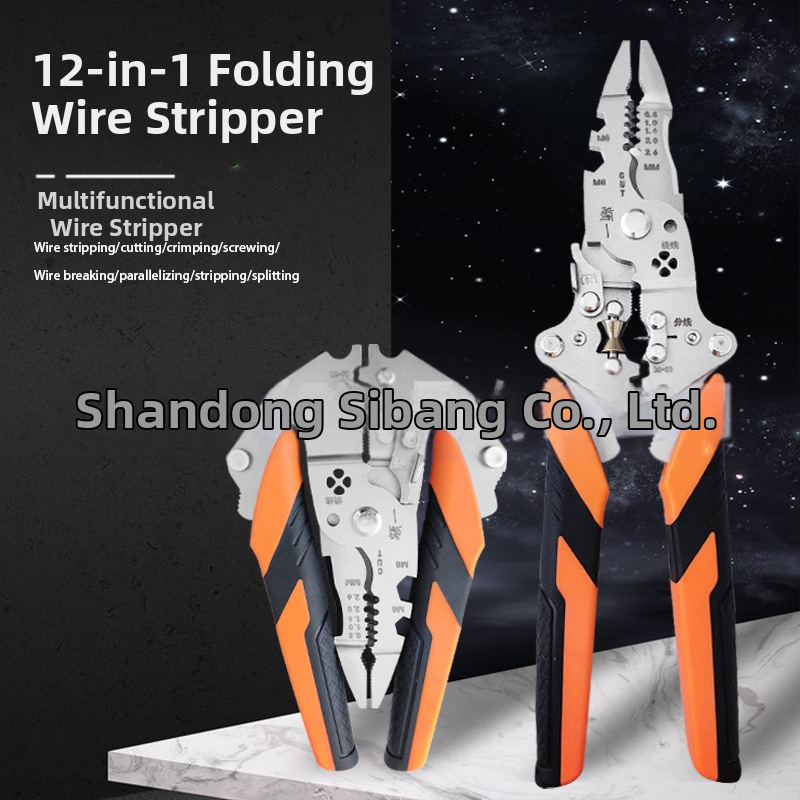 Industrijske sklopne višefunkcionalne kliješta za skidanje izolacije, 12 u 1 — Zhuan Yi; Sklopive; V-oblik; Težina 0,192 kg