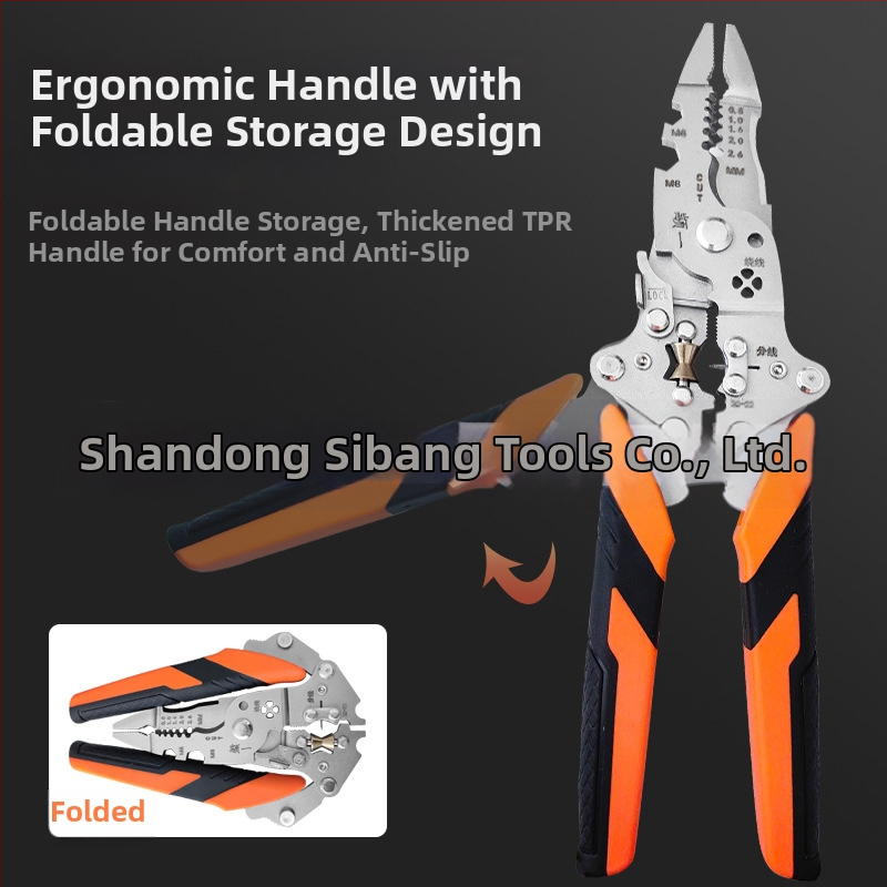 Индустриални сгъваеми мултифункционални клещи за премахване на изолацията, 12 в 1 — Zhuan Yi; сгъваеми; V-образна форма; тегло 0.192 кг