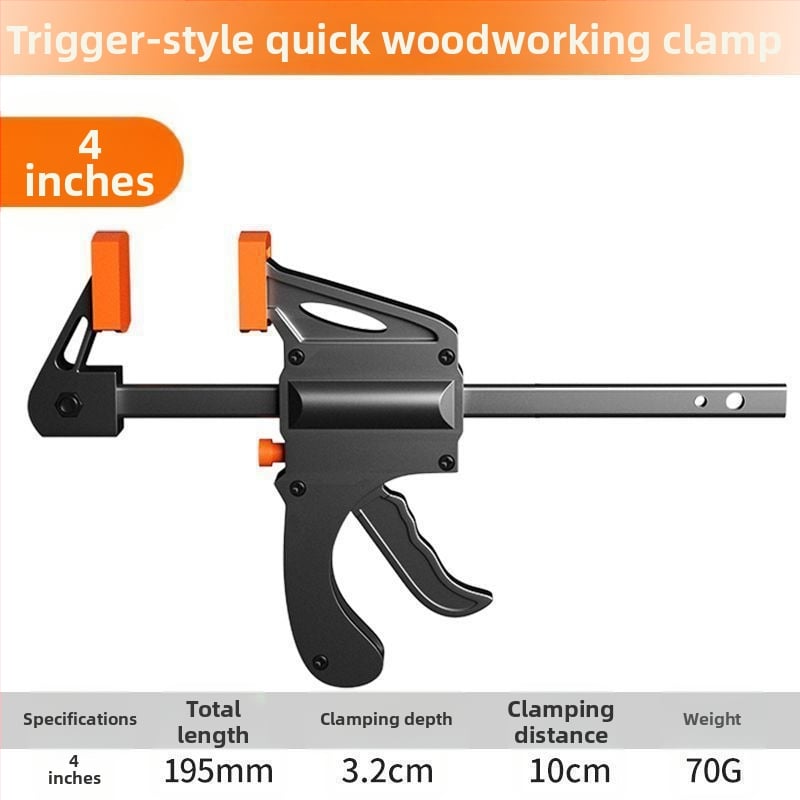 F tipo staliaus spaustukas, patobulinta konstrukcija medinėms plokštėms, stačiu kampu, dviejų vienetų rinkinys