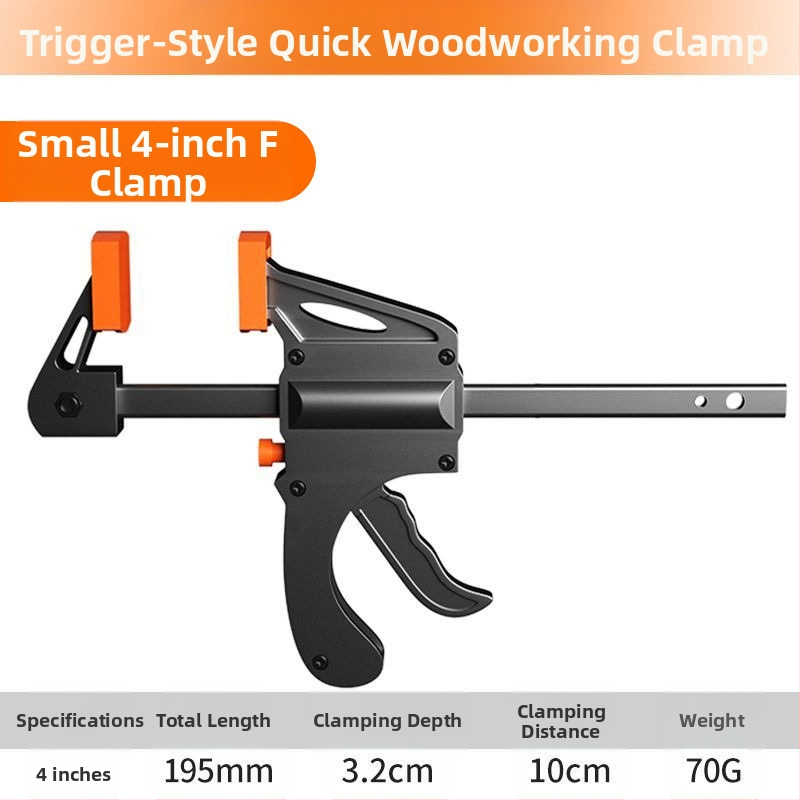 F tipo staliaus spaustukas, patobulinta konstrukcija medinėms plokštėms, stačiu kampu, dviejų vienetų rinkinys