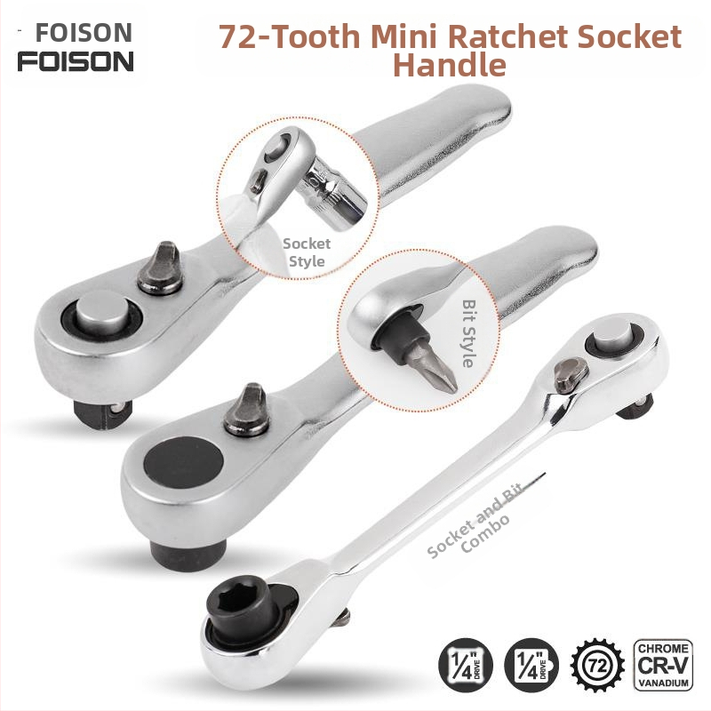Dvipusis veržliaraktis su 72 dantimis, 1/4 colio pavara, chromo vanadžio plienas