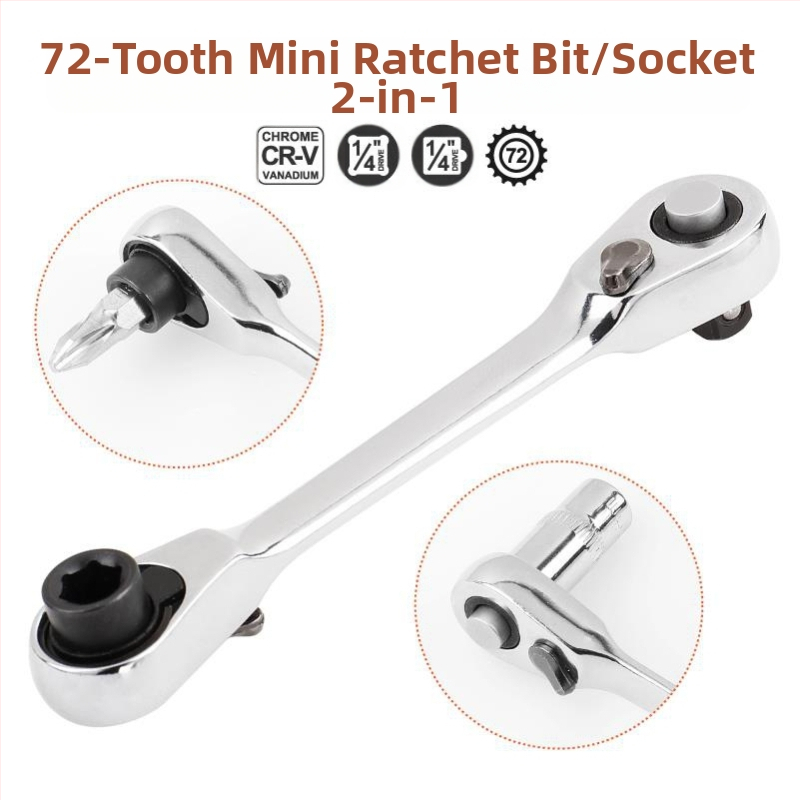 Dvipusis veržliaraktis su 72 dantimis, 1/4 colio pavara, chromo vanadžio plienas