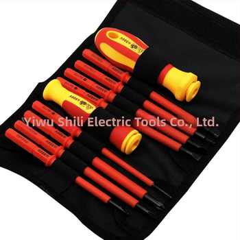 Σετ κατσαβιδιών με 10 εναλλάξιμες λεπίδες, VDE μονωμένες, μαγνητικό, με θήκη, από χρωμιοβάνδιο χάλυβα