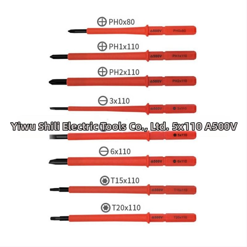 Комплект отвертки с 10 сменяеми върха, VDE изолирани, магнитни, със корпус, от хром-ванадиева стомана