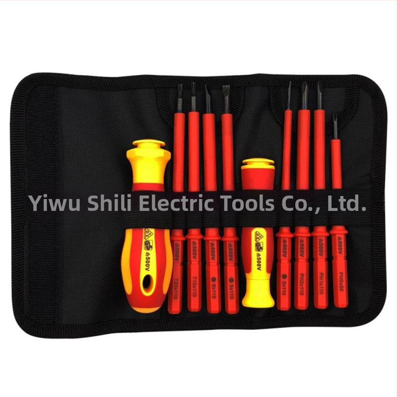 Σετ κατσαβιδιών με 10 εναλλάξιμες λεπίδες, VDE μονωμένες, μαγνητικό, με θήκη, από χρωμιοβάνδιο χάλυβα