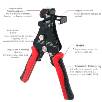 Višenamjenske potpuno automatizirane kliješta za skidanje izolacije optičkih vlakana, s nazubljenim čeljustima – raspon skidanja 1.0–3.2 mm, težina 0.36 kg