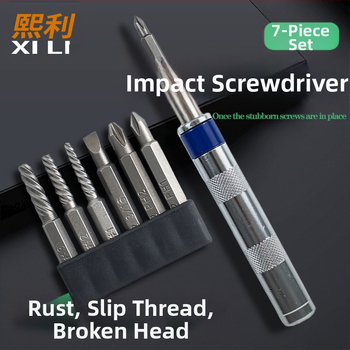 Mini smūginis atsuktuvų rinkinys su šešiakampiu rankena, didmeninė pakuotė (Medžiaga: S2+CRV)