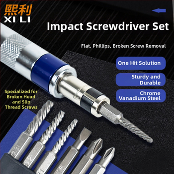 Mini smūginis atsuktuvų rinkinys su šešiakampiu rankena, didmeninė pakuotė (Medžiaga: S2+CRV)