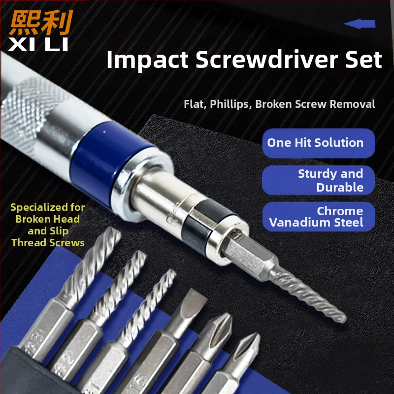 Мини ударна отвертка със шестоъгълна дръжка, пакет за едро (Материал: S2+CRV; Шестоъгълна дръжка)