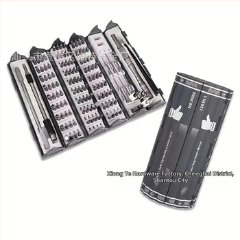 128-in-1 precizinių atsuktuvų rinkinys su magnetinėmis galvutėmis, Cr-V plienas, mobiliesiems telefonams ir kompiuteriams remontuoti