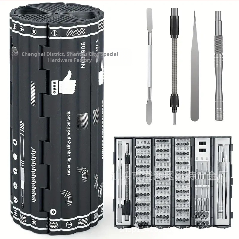 128-in-1 precizinių atsuktuvų rinkinys su magnetinėmis galvutėmis, Cr-V plienas, mobiliesiems telefonams ir kompiuteriams remontuoti
