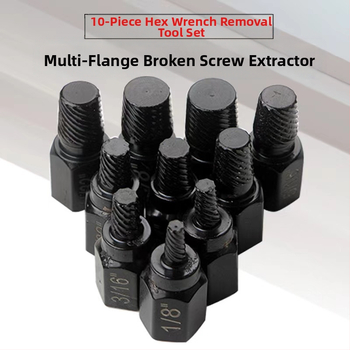 Σετ εξαγωγής βιδών, 10 τεμάχια, από χάλυβα άνθρακα, για αφαίρεση σπασμένων βιδών και βιδών εξάγωνης κεφαλής