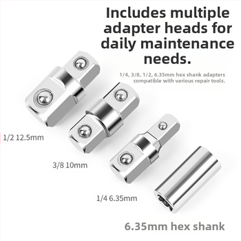 Volvan 3/8 Daugiafunkcinis išplėtimo raktas su ratchet galva ir išplėtimo kotu – chromuotas paviršius, aukštos anglies plienas, 0.645 kg