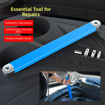 Volvan 3/8 Daugiafunkcinis išplėtimo raktas su ratchet galva ir išplėtimo kotu – chromuotas paviršius, aukštos anglies plienas, 0.645 kg