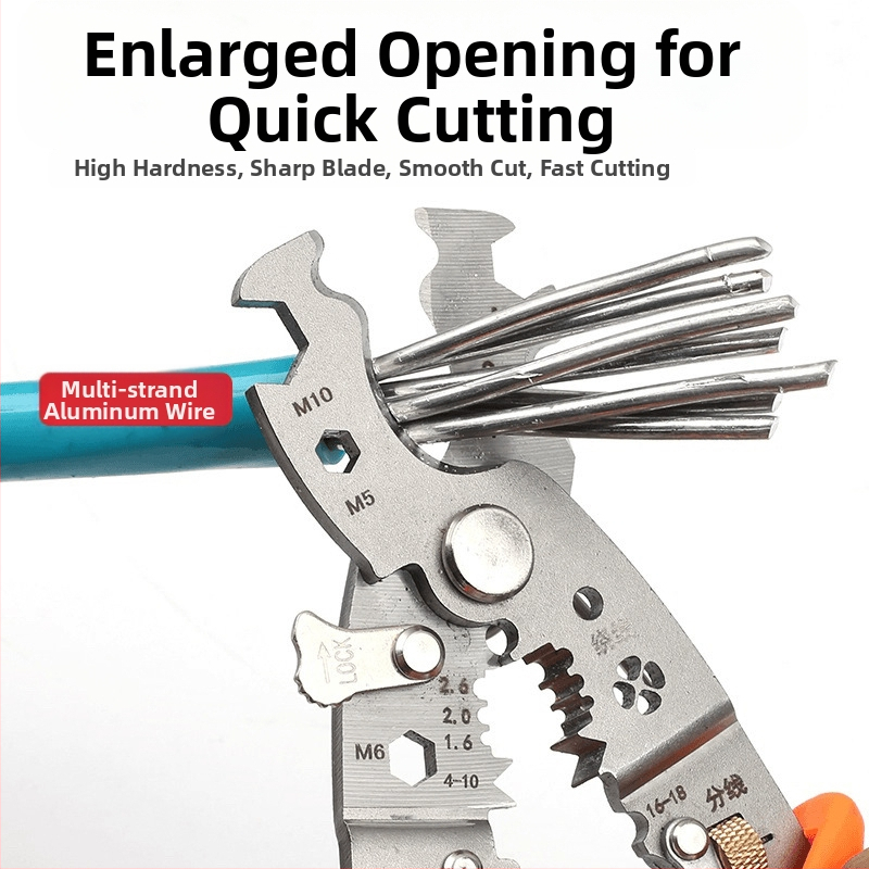 Клещи за обелване на кабели с V-образна форма, индустриално качество, многофункционални (Тегло: 0,2; Форма: V-образна; Характеристика: клещи за прекъсване на проводници)