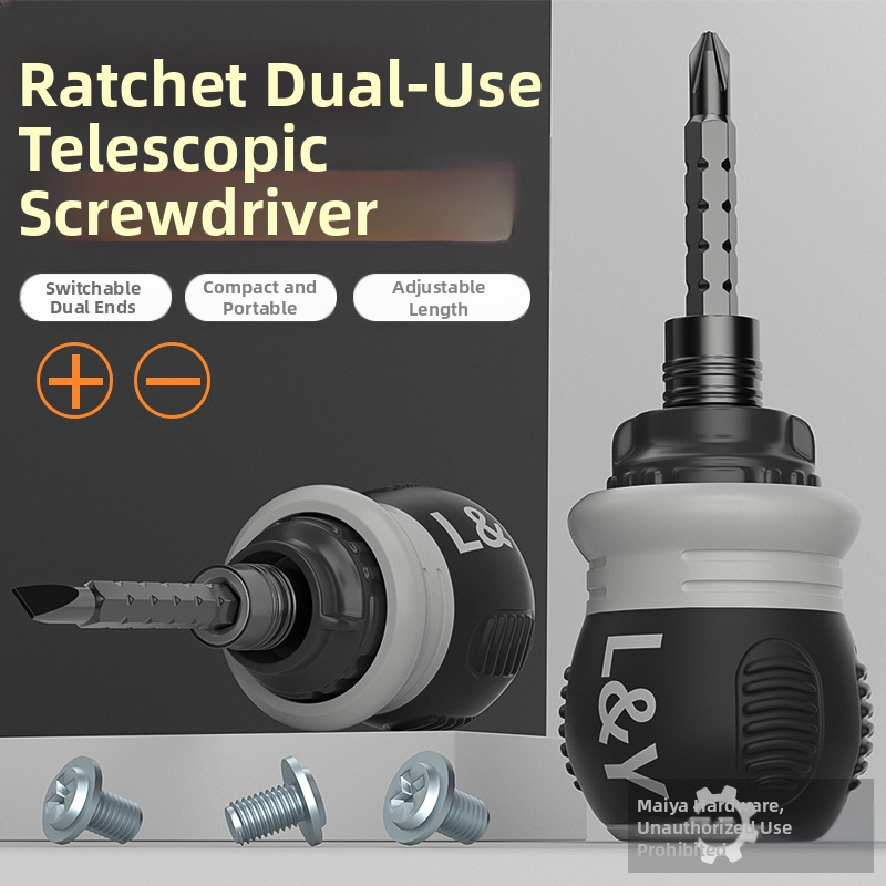 Maibu телескопична отвертка с рачков механизъм, набор от битове от хром-ванадиева стомана, изолирана и магнитна