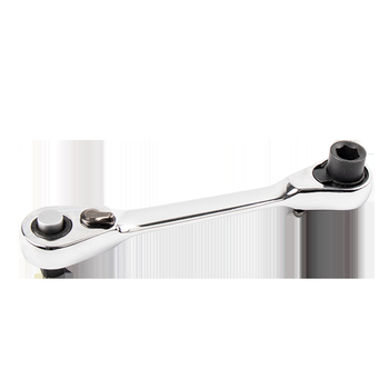 Mini veržlė su 1/4 colio kvadratine pavara, dvipusė, kvadratinė galva, chromo-vanadžio plienas, poliruota chromo danga