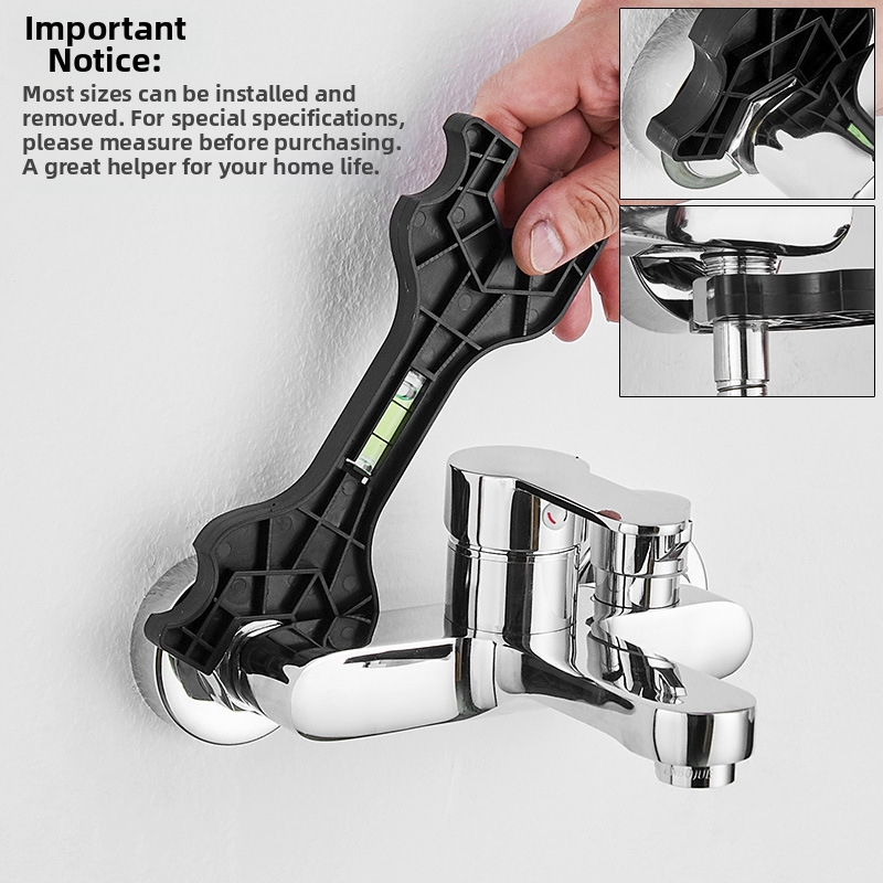 Комплект за поддръжка на банята за душ: нивелир с извит крак, шестограмен ключ и извит ъглов нивелир за монтиране на смесителя