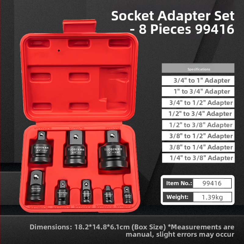 Topson sleeve adapter za električni pneumatski ključ — visoko ugljični čelik, fosfatirana površina