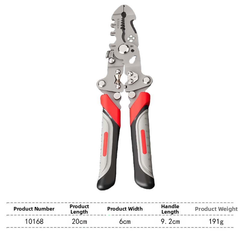 Сгъваеми мултифункционални клещи за премахване на изолацията на кабели — за електротехници, кръгла глава, тегло 0.192 кг, за сваляне на изолация, рязане, кримпване и навиване