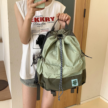 Φοιτητική τσάντα πλάτης από νάιλον και καμβά, γεωμετρικό μοτίβο, συμβατή με φορητό 13 ιντσών, χωρητικότητα κάτω από 20 λίτρα, ιμάντας με αερό επένδυση