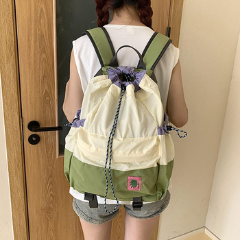 Φοιτητική τσάντα πλάτης από νάιλον και καμβά, γεωμετρικό μοτίβο, συμβατή με φορητό 13 ιντσών, χωρητικότητα κάτω από 20 λίτρα, ιμάντας με αερό επένδυση