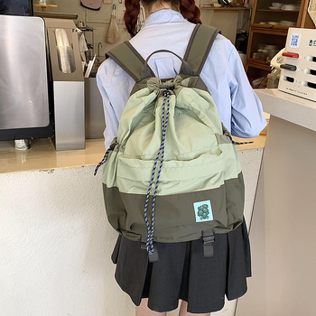 Φοιτητική τσάντα πλάτης από νάιλον και καμβά, γεωμετρικό μοτίβο, συμβατή με φορητό 13 ιντσών, χωρητικότητα κάτω από 20 λίτρα, ιμάντας με αερό επένδυση