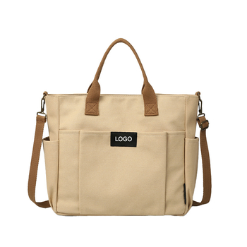 Tote rankinė iš storesnio audinio, didelė talpa, keli kišenės, vieno pečių/crossbody stilius, logotipas spausdintas termotransferu, Guangzhou kilmė