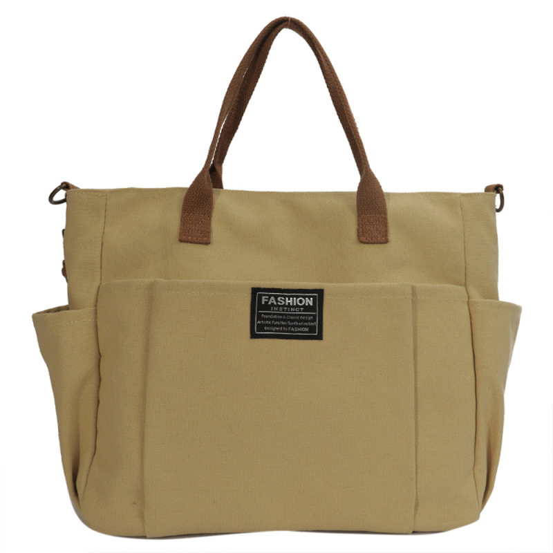 Tote rankinė iš storesnio audinio, didelė talpa, keli kišenės, vieno pečių/crossbody stilius, logotipas spausdintas termotransferu, Guangzhou kilmė