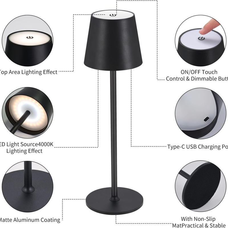 Aolishi Goblet επιτραπέζιο φωτιστικό με χειρισμό αφής, τρία χρώματα φωτισμού, 5V τροφοδοσία, CE πιστοποίηση