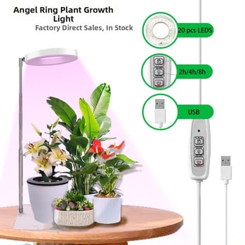 LED ištraukiama augalų augimo lemputė su viso spektro šviesa ir 3500K, laikmatis, 20 LED, įėjimo įtampa 5V, tarnavimo trukmė 20000 h, modelis CCB-231204