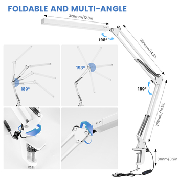 LED γραφείου με προστασία ματιών, USB τροφοδοσία, αλουμινένιο σκιά, CRI 80-89, CE πιστοποιημένο, νυχτερινό φως