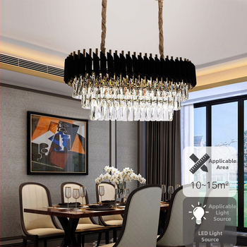 Кристален полилей, стил светъл лукс, LED светлина, корпус от желязо, обхват на осветление 15–30㎡