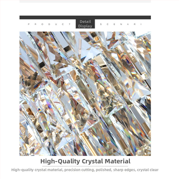 Кристален полилей, стил светъл лукс, LED светлина, корпус от желязо, обхват на осветление 15–30㎡