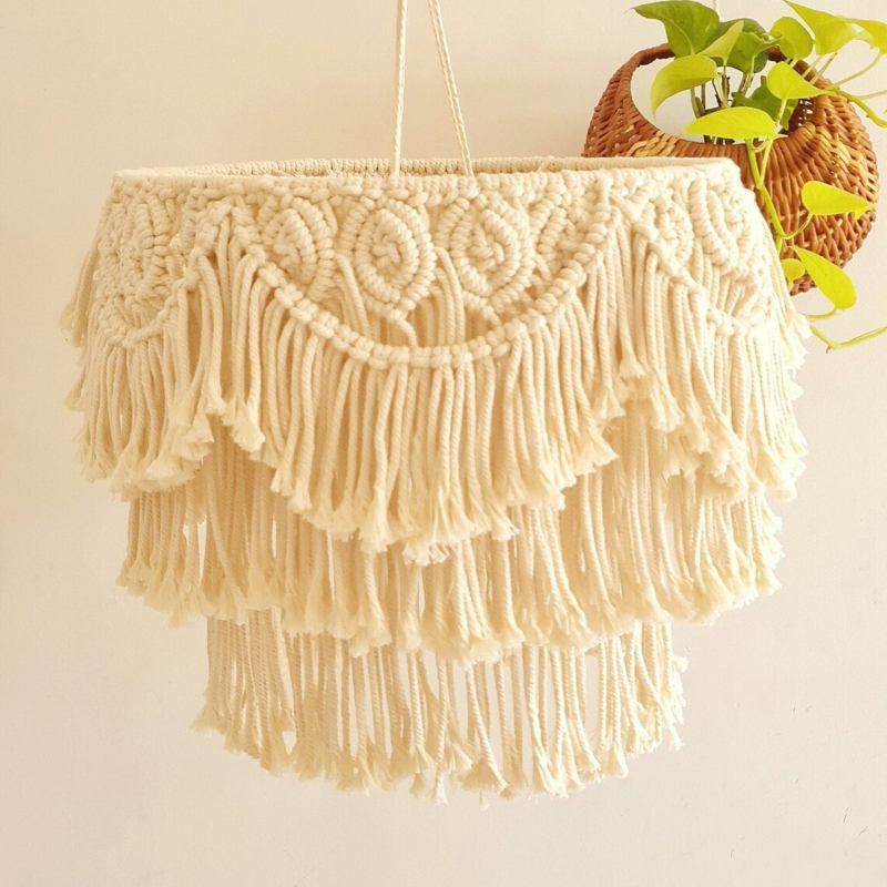 Κυκλικός αβαζούρ με φούντες, ύφασμα, μοντέλο 2021, πάχος 2, δυνατότητα προσαρμογής