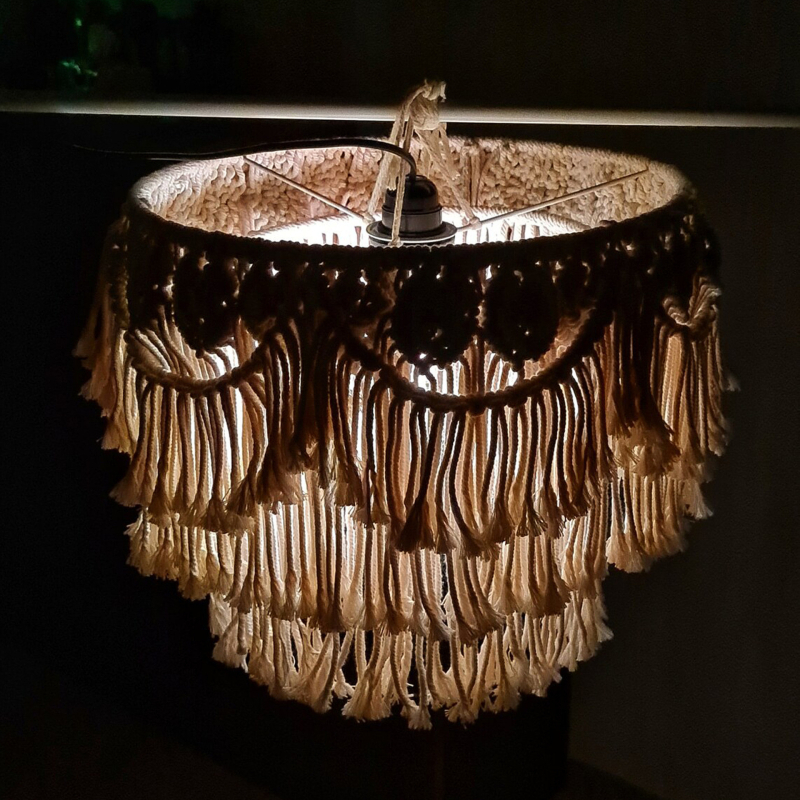 Κυκλικός αβαζούρ με φούντες, ύφασμα, μοντέλο 2021, πάχος 2, δυνατότητα προσαρμογής