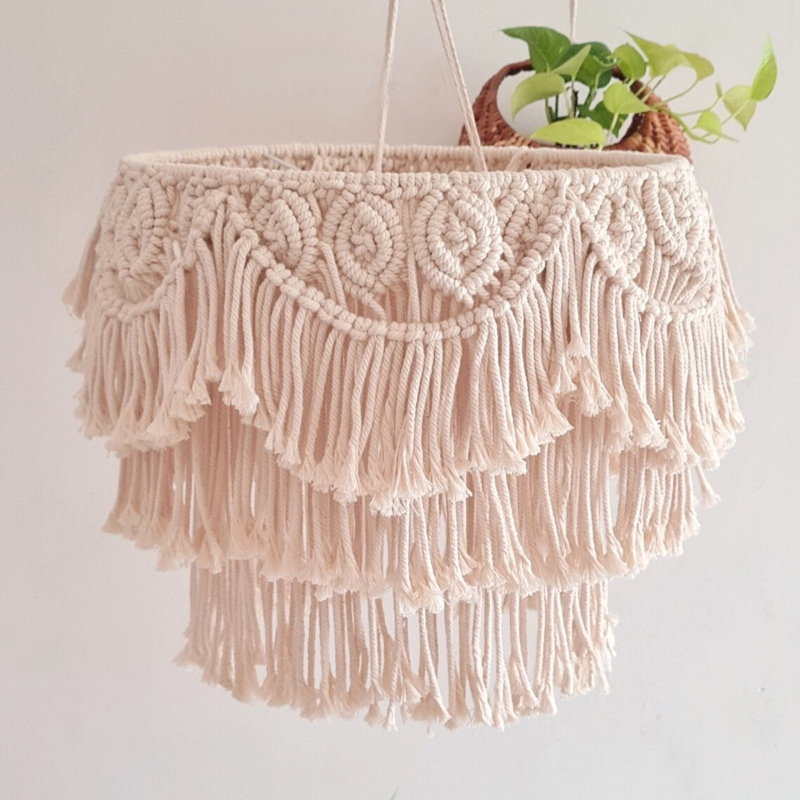 Κυκλικός αβαζούρ με φούντες, ύφασμα, μοντέλο 2021, πάχος 2, δυνατότητα προσαρμογής