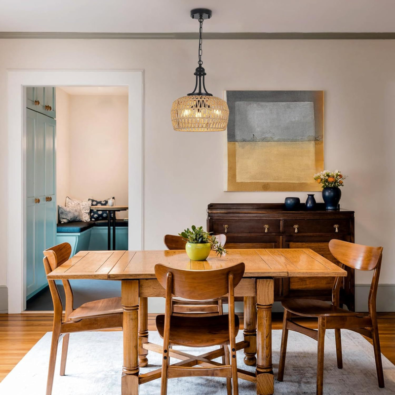 Luster od ratana, moderan minimalistički stil, LED rasvjeta, višezglobni dizajn, 110V