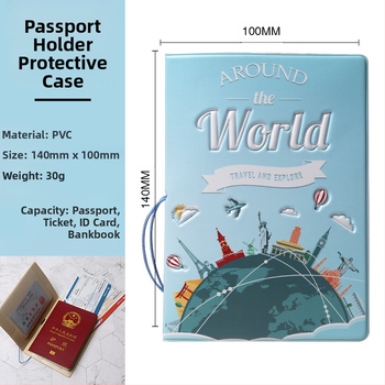 Pasų ir bilietų laikiklis — PVC medžiaga, 1 sulankstymas, vidinė sintetinės odos įdėklas, miesto paprastas stilius