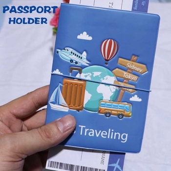 Pase un dokumentu turētājs — PVC, 1 locījums, ainavu raksts, iekšējā odere no sintētiskās ādas