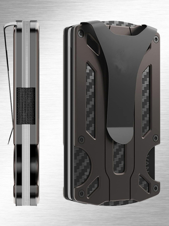 Aliuminio lydinio kortelių laikiklis su RFID apsauga, ultra plonas dizainas, vieno tono spalva, universalus