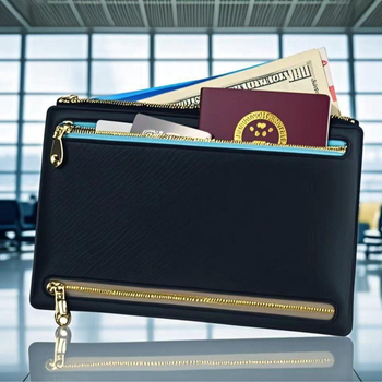 PU ādas pases un personas apliecības turētājs ar vairākiem rāvējslēdzēja nodalījumiem, lielas ietilpības, ultra viegls, ūdensizturīgs un pret zādzību, neilona iekšējā odere, biznesa elites stils ceļojumiem